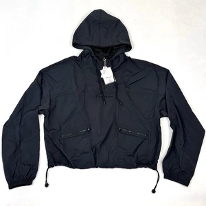 Champion Windbreaker Hoodie Jacke Gr. S Schwarz Cinch Taille Logostickerei Neu - Bild 1 von 13