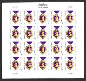 US 4704a PURPLE HEART MEDAL IMPERF PANE OF 20 FROM PRESS SHEET MNH VF-XF - Picture 1 of 2