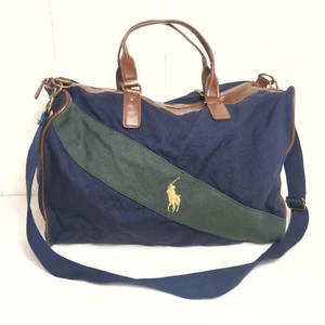 Borsone da viaggio vintage Polo Ralph Lauren profumo blu verde tela cucito - Foto 1 di 16