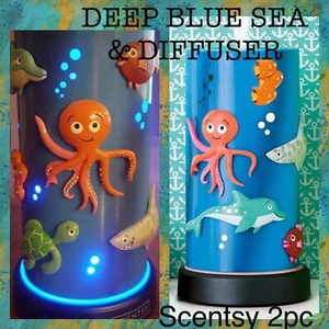 Scentsy TEAR DROP DIFFUSER + DEEP BLUE SEA Shade Retired Nite Lite ! 2 Boxes New - Picture 1 of 9