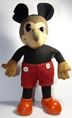Figura de peluche Knickerbocker de colección años 30 Walt Disney Mickey Mouse zapatos compuestos Foto 1 de 4