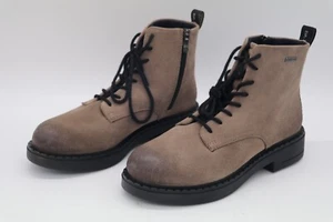 BUSSOLA RAMLA WOMEN'S SIZE 38 (7.5 us) BROWN SUEDE ANKLE BOOTS COMBAT DISTRESSED - Picture 1 of 9