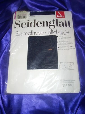 VINTAGE Falke Seidenglatt blickdichte Glanz Strumpfhose Gr. 38-40 marine 60 den - Bild 1 von 2