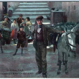 c1910s Prudential Life Insurance Advertising PC Gibraltar Market Painting A153 - Bild 1 von 4