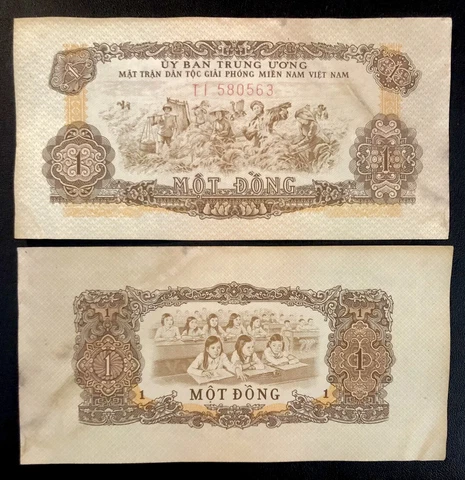SOUTH VIETNAM 1 Dong, 1966, P-R4, Farmer, World Currency Cover