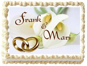 CALLA LILY WEDDING CAKE Image Edible Cake topper design - Picture 1 of 11