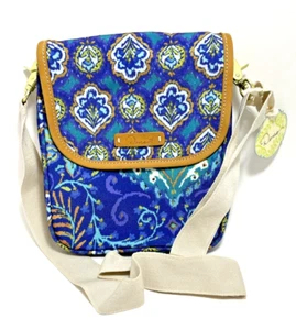 Dena Cross Body Bag Purse Canvas Purple Green Indigo Abstract AC4-10271 C.R. Gib - Picture 1 of 10