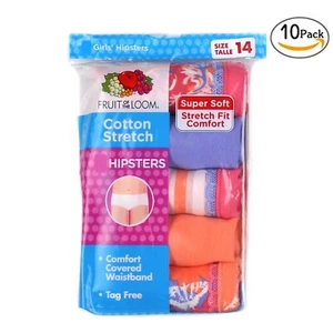 Fruit of the Loom Girls Cotton Stretch Hipsters Panty 10-PK - Picture 1 of 6