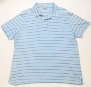 XXL Eddie Bauer Blue Striped Cotton Pocket Polo Shirt Short Sleeve Mans Top N9 - Picture 1 of 6