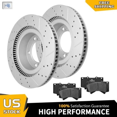 Pastillas de rotores de freno de taladro delantero para Toyota Tundra Sequoia Land Cruiser 2007-2021 Foto 1 de 4