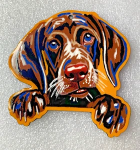 ORNAMENTO Perro Perro Cachorro Madera Pintado a Mano Adorno de Navidad #101 - Imagen 1 de 2