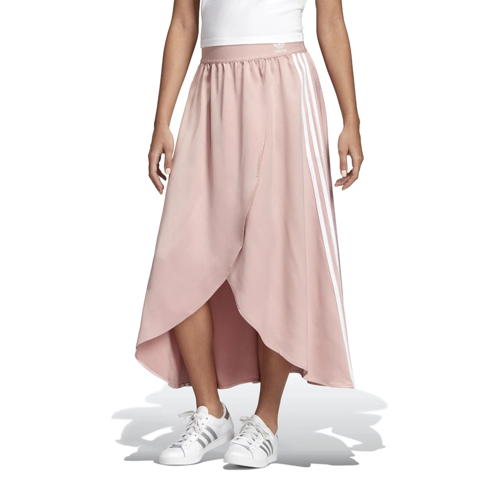 adidas Originals Women's Trefoil Asymmetric High-Low Splint Front Satin Skirt - Image 1 of 4
