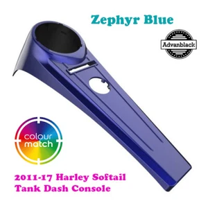 Zephyr Blue Extended Tank Dash Console fit 11-17 Harley Softail Deluxe - Picture 1 of 4