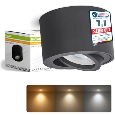 LINOVUM SMOL Aufbauspot flach schwenkbar anthrazit LED Lampe drei Lichtfarben
