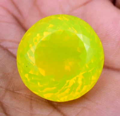 Piedra preciosa suelta redonda de ópalo amarillo neón natural de 48,90 quilates Welo rara encontrada Foto 1 de 4