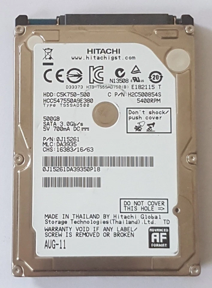 500 GB SATA Hitachi Cinemastar HCC547550A9E380 5400rpm 8MB HDD 2.5 " Hard Drive - Image 1 of 1