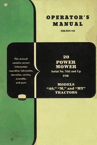 Operator's Manual No. 20 PTO Power Mower for 40 M MT Tractors Mid-Mount Sickle - Picture 1 of 15