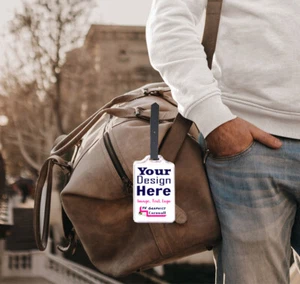 Custom Personalised Acrylic Luggage Tag & Leather Strap - Luggage ID Travel ID  - Picture 1 of 5