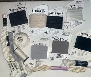 Threads for Needlepoint Embroidery Fibers Black And White Sampler Nylon Silk Etc - Picture 1 of 3