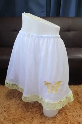 #E30 De Colección Estilo 2XL/ElásticoW.24-42" Blanco Nylon Amarillo Encaje Medio Deslizamiento Longitud15" Foto 1 de 4