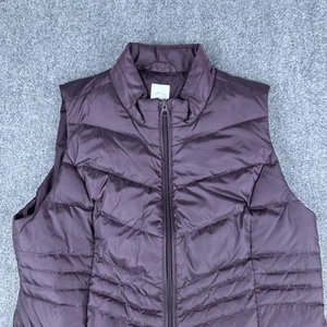 J Jill Women's Medium Down Puffer Vest Tall Purple Quilted Nylon Full Zip Jacket - Picture 1 of 9