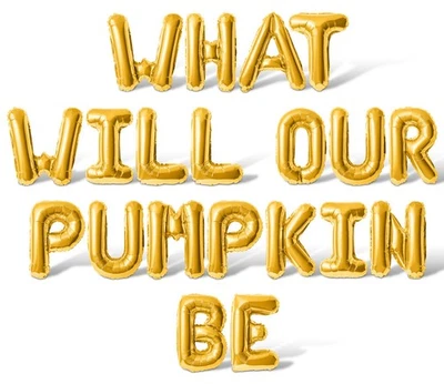 WHAT WILL OUR PUMPKIN BE Letter Balloon Banner - Baby Shower Party Decoration - Image 1 of 4