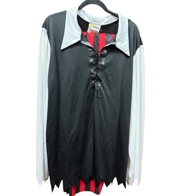 Calça Camisa Masculina Pirata California Costumes Adulto X-Grande Preta Vermelha Branca - Imagem 1 de 4