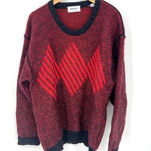 Damon Tall Man Vintage 100% Wolle Rot Argyle Pullover Größe XLT - Bild 1 von 9