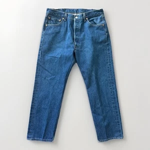 Jeans vintage Levis 501XX uomo 36x31 corto blu anni 90 grezzo denim scuro 34x28 - Foto 1 di 16