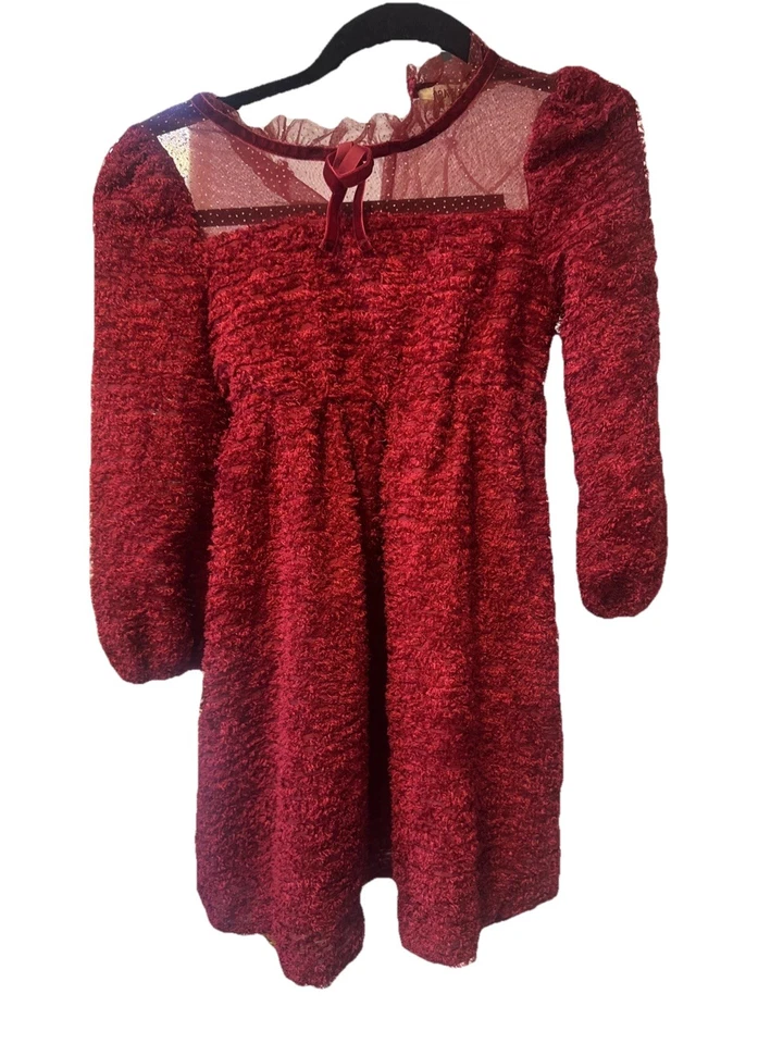 Vestido de Navidad Grace Karin Niñas 6y Rojo Texturado Difuso Largo Transparente Top Vacaciones Foto 1 de 4