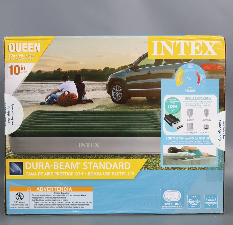 Надувной матрас Intex 10 дюймов Queen Durabeam Prestige с насосом с питанием от USB - Изображение 1 из 4