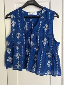 Primark Cobalt Blue Embroidered Tie Waistcoat/Top Size XL - Picture 1 of 4