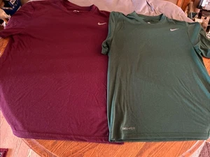 2- CAMISETAS NIKE DRI-FIT - Grandes - Algodón - Usadas - Verde y Granate - MIRAR - Imagen 1 de 7