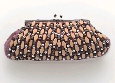 Bolso de Mano ENZO ANGIOLINI Rosa Plata Madera Cuentas Estrás Espejo Bolso sin asas Foto 1 de 4