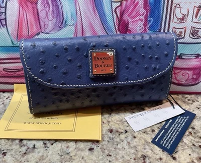 DOONEY & BOURKE Ostrich Continental Clutch WOSTL0507AFAH Air Force MSRP $178 NWT - Image 1 of 4