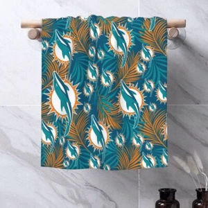 Miami Dolphins Face Wash Cloth Travel Towel 27.5×16in Soft Beach Towel - Picture 1 of 7