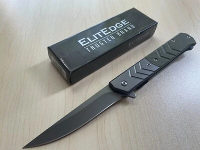 ElitEdge 9 Inch Military Green G10 Handle Tactical Spring Assisted Pocket Knife - Image 1 of 4