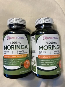 2 pack Doctor's Recipes Organic Moringa 1200mg Green Superfood 90Vcaps Exp 05/26 - Picture 1 of 2