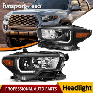 Black Projector Headlights w/ LED DRL For 2016-2022 Toyota Tacoma Headlamps Set - Picture 1 of 10