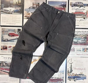 Pantalones Carhartt Para Hombre Talla 36x32 Doble Rodilla B01 GRIS Desteñidos Desteñidos De Colección - Imagen 1 de 14