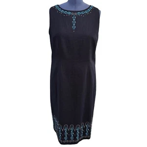 Sag Harbor Leinen Etuikleid Gr. 18 bestickt Karriere Cocktail Party NEU - Bild 1 von 16