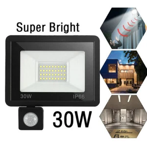 30W LED Floodlight PIR Motion Sensor Garden Flood Security Light Outdoor Lights - Picture 1 of 14