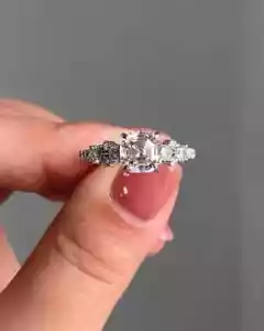 1.65 Ct Asscher Cut Lab-Created Diamond Engagement Ring In 14K White Gold Plated - Picture 1 of 4