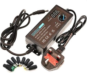 UK Voltage Adjustable Switch Power Supply AC To DC Adapter Convertor 3-12V/3-24V - Picture 1 of 36
