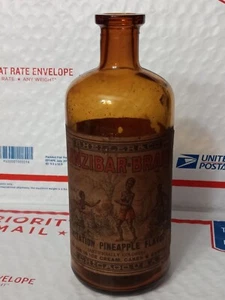  1890s B. Heller & Co. Zanzibar Brand Imitation Pineapple Paper Label bottle - Picture 1 of 7