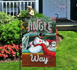 Christmas Ride garden flag 12"x18" double sided Christmas flag Snowman flag - Picture 1 of 2