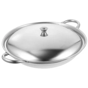 Stainless Steel Hot Pot Kitchen Cooking Wok Metal Cooking Wok With Double Handle - Picture 1 of 12