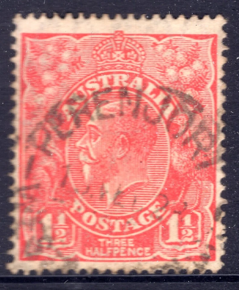 KGV Australia 1 1/2d Red PERENJORI  WA CDS - Image 1 of 1