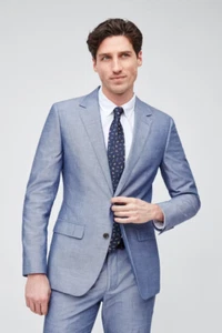 Bonobos Foundation Chambray Suit Jacket Men Light Blue Cotton 40R Slim Fit NEW - Picture 1 of 12