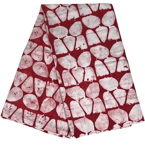 Batik africano Adire teñido a mano 100 % algodón 4,5 yardas diseño de guijarros rojos a mano - Imagen 1 de 24